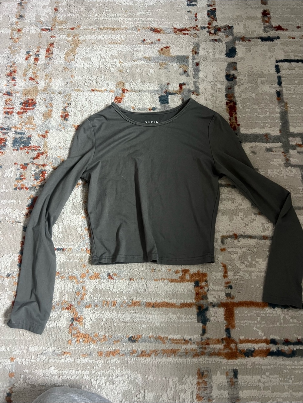 SHEIN Olive Green Long Sleeve Crop Tee